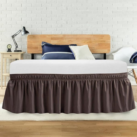 Queen Bed Skirt, Elastic Wrap Around Bed Skirt Queen Size, Bed Skirts by ANARACHON
