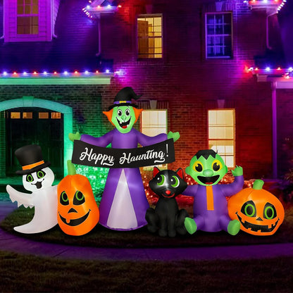 BLOWOUT FUN 8Ft Halloween Inflatable Witch,Ghost,Frankenstein,Cat,Pumpkin