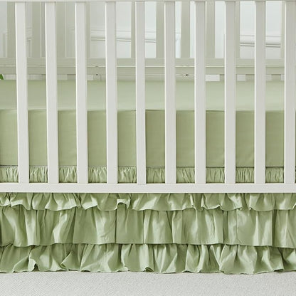 Brandream Crib Skirt Triple Layer Cotton Nursery Bed Skirt - Image 6