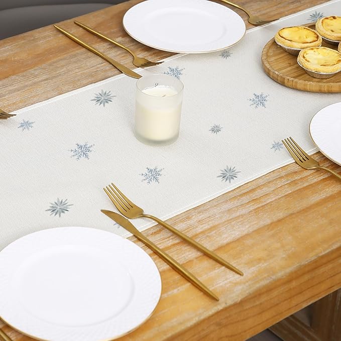 Christmas Deers Cedar Table Runner 13x72 Inch Snowflaks Winter Kitchen Dinning - Image 4