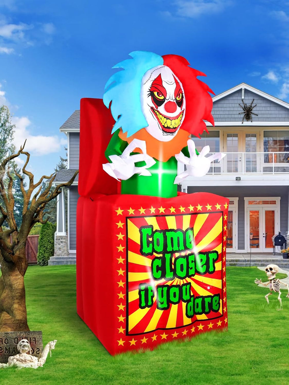6.6 FT Halloween Inflatables Animated Clown with Music, Kalolary Circus Clown...