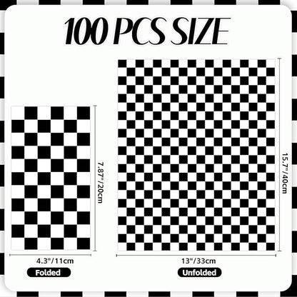 100 PCS Race Car Paper Napkin, Disposable Checkered Flag Bathroom Guest Hand - Image 2