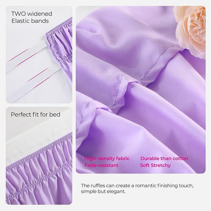 RIMELA Lilac Purple Bed Skirt Twin Size 15 Inch Drop, Elastic Bed Skirting - Image 4
