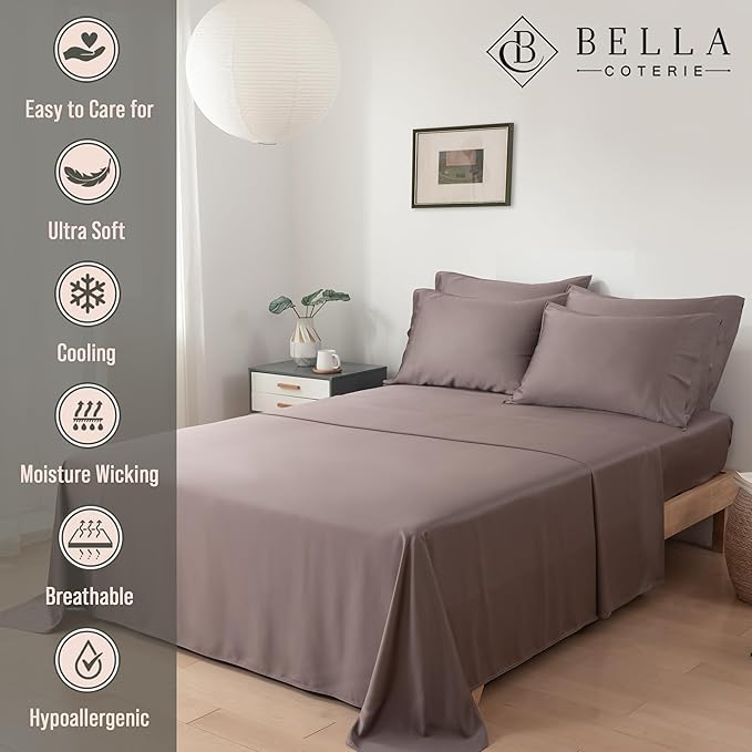 Bella Coterie 7 Piece Luxury Bamboo Viscose Split King Size Sheet Set | 2 - Image 3