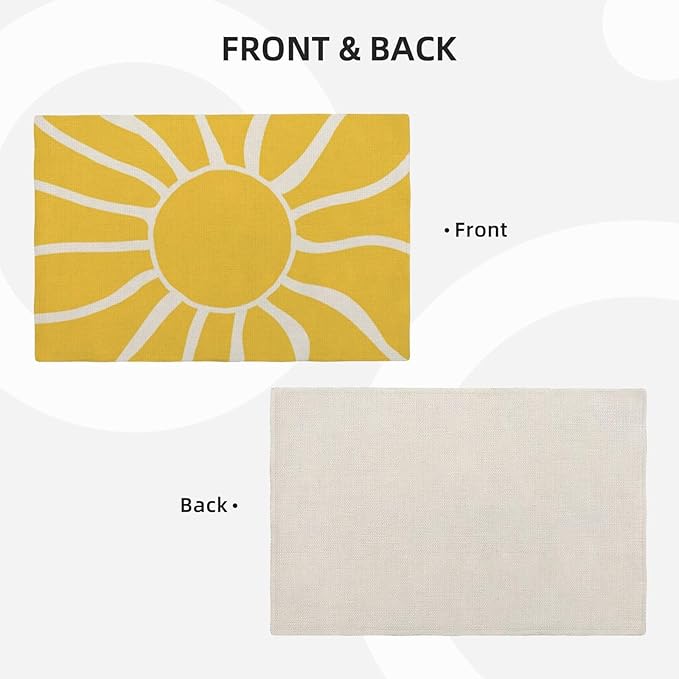 Yellow Sunshine Placemats Set of 4, Abstract Modern Sun Decorative Table Mat 12 - Image 3