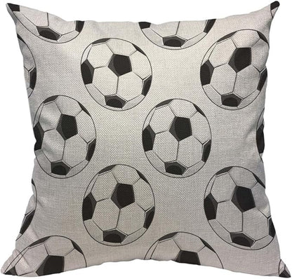 TKS MITLAN Sport Football Pattern Pillow Cover 18x18 inch Black White Soccer by TKS+MITLAN
