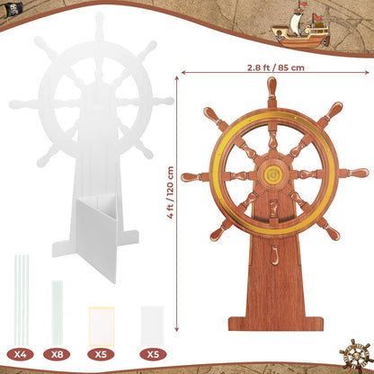 4 Feet Ship Wheel Cardboard Cutout Standup Nautical Party Decoration Large Pirate Ship Wheel Photography Prop Party Back Drops Halloween Decor