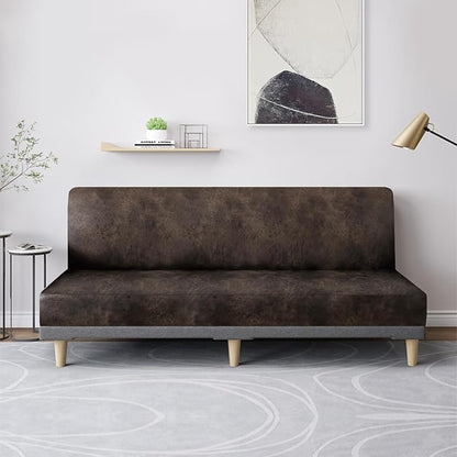 molasofa Leather Like Stretch Futon Slipcover Armless Futon Bed Sofa Cover - Image 3