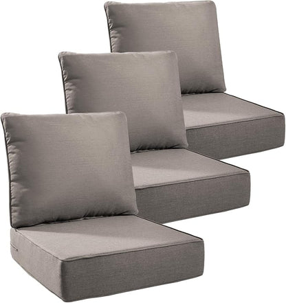 6" Thick Outdoor Cushions 24x24x6, 3-Set Deep Seat Patio Cushions by Pugire