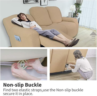 Easy-Going 6 Pieces Recliner Loveseat Stretch Sofa Slipcover Sofa Cover - Image 3
