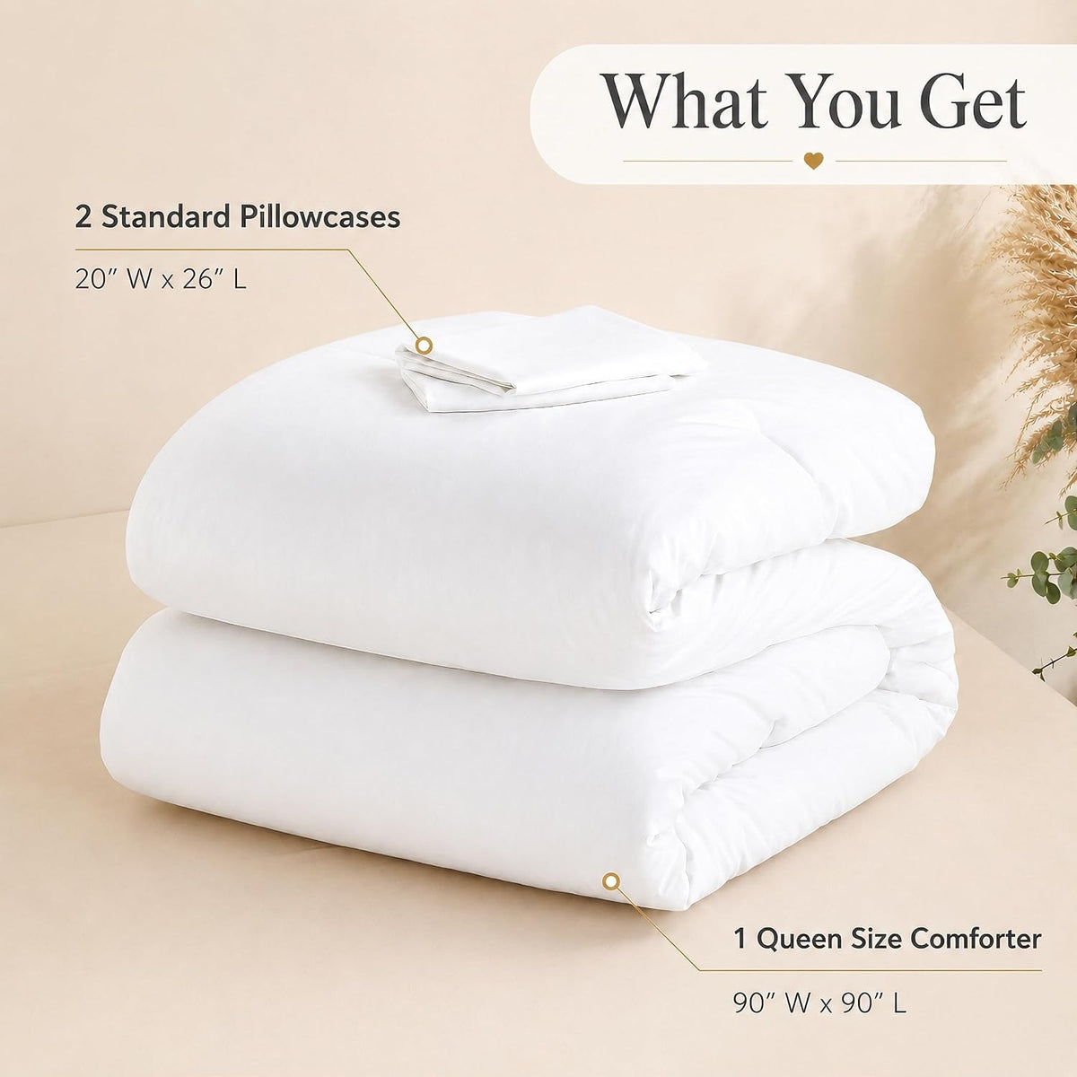 weigelia white comforter set queen size, all season showing dimensions