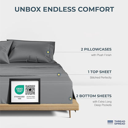 THREAD SPREAD 100% Egyptian Cotton Split King Sheets Sets - Image 3