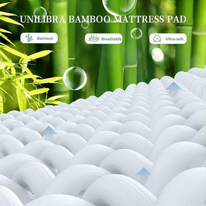 UNILIBRA Cal King Size Mattress Pad Cooling Rayon from Bamboo, Quilted Fitted - Image 3