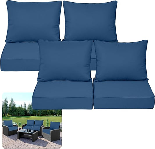 Deep Seat Outdoor Cushions Set of 4, UV&Fade Resistant Deep Seat Patio Cushions by Vulacko