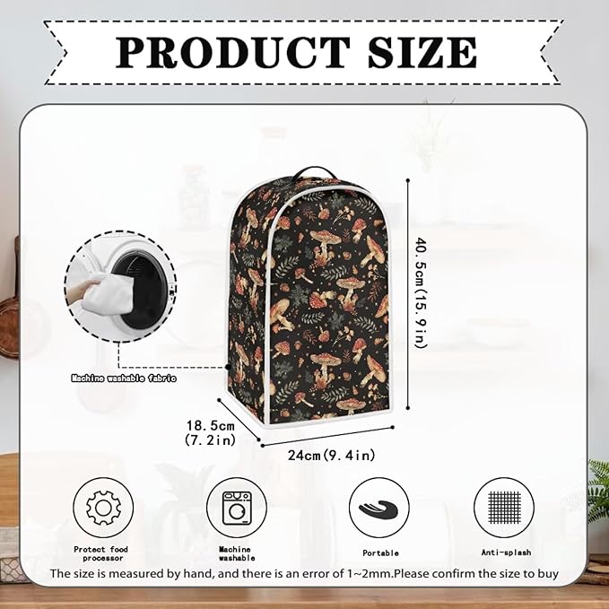 Mushroom Teal Blender Cover for Kitchen Countertop Modern Small Appliance Dust - Image 5