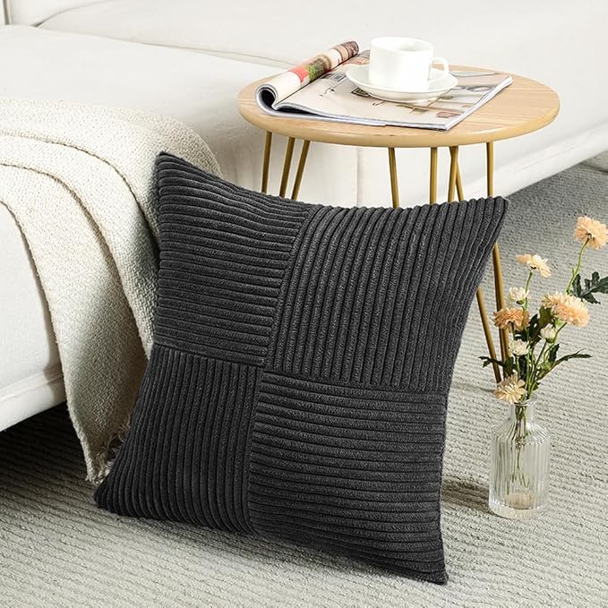 Fancy Homi 2 Packs Black Samll Decorative Throw Pillow Covers 12x12 Inch - Image 2