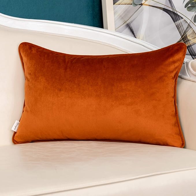 Yangest Orange Striped Patchwork Throw Pillow Cover Gold Leather Cushion Cover - Image 2