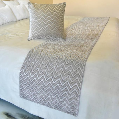 The HomeCentric King/Queen/Twin Silver Decorative Full 68"x18" Bed Runner by TheHomeCentric