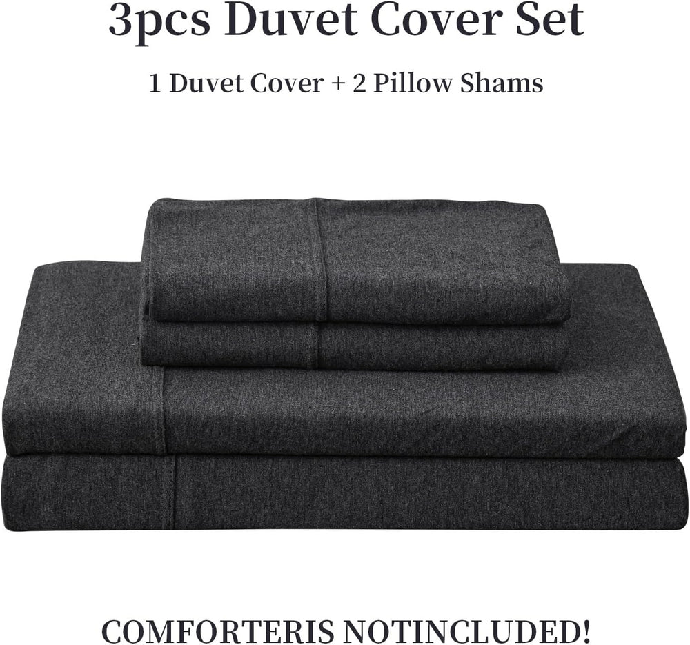 PURE ERA Jersey Knit Duvet Cover Set Heather Charcoal Grey Queen