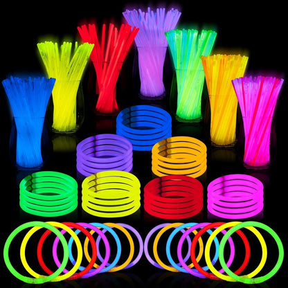 JOYIN 800 Pcs 8" Glow sticks Bulk Party Favors Pack, Neon Glow in the Dark Party Supplies, Light Up Necklaces and Bracelets with Connectors for Halloween, Football, Birthday Decorations