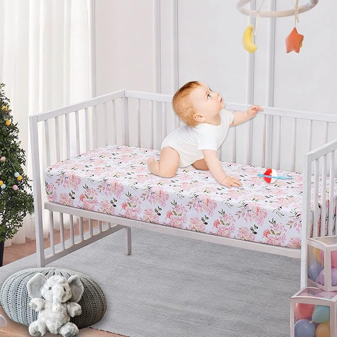 Bimocosy Crib Sheets 4 Pack, Baby Crib Sheets Fitted - Image 2