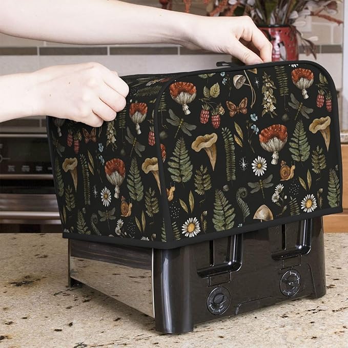 Vintage Witch Leaves Plant Mushroom 4 Slice Toaster Cover, Waterproof Toaster - Image 2