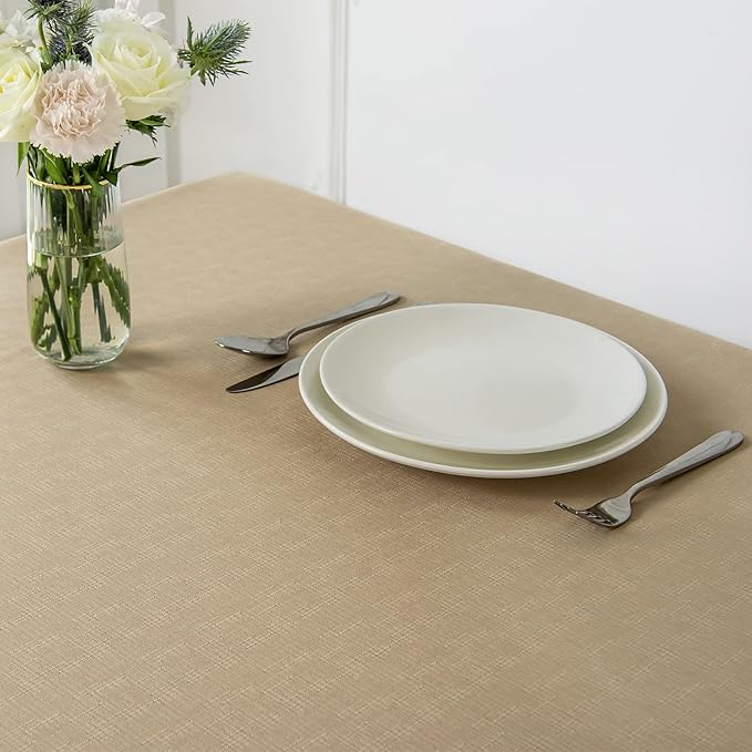maxmill Square Tablecloth Slubby Texture Stain Resistant Waterproof Wrinkle - Image 3