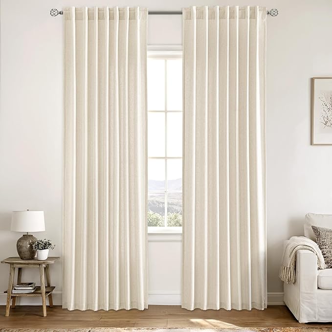 MIULEE Non-See-Through Privacy Linen Curtains 2 Panels, Light Filtering Window - Image 3