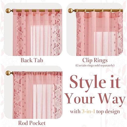 jinchan Winslow Sheer Curtains 63 Inch Length - Image 8