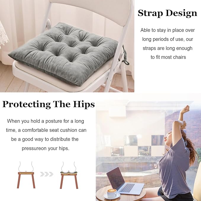 Set of 4 Square Chair Pads Indoor Seat Cushions Pillows - Image 4