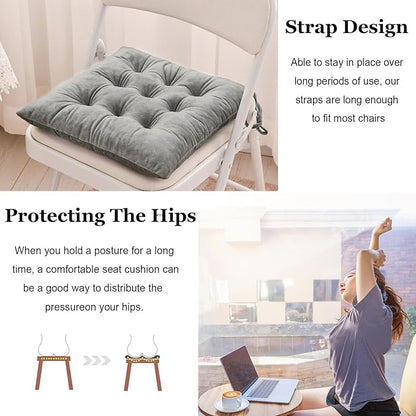 Set of 4 Square Chair Pads Indoor Seat Cushions Pillows - Image 4