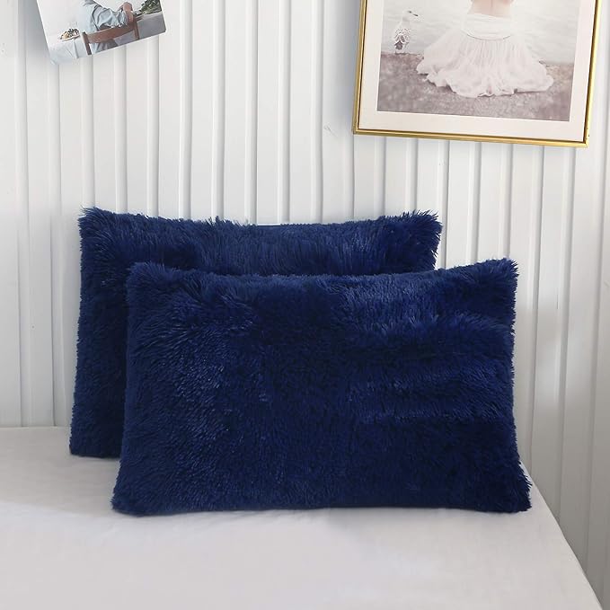 XeGe Faux Fur Throw Pillow Cases, Plush Shaggy Ultra Soft Pillow Covers by XeGe