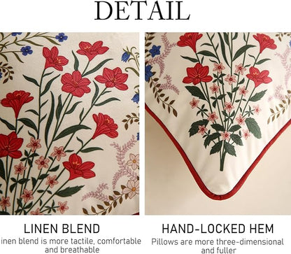 ISAENNE Design Rectangle Square Vintage Floral Throw Pillow Covers Set of 3 - Image 4
