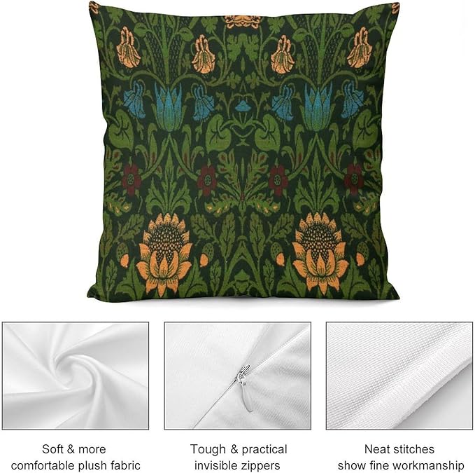 William Morris Floral Original Throw Pillow Covers Boho Chic Retro Floral Cozy - Image 7