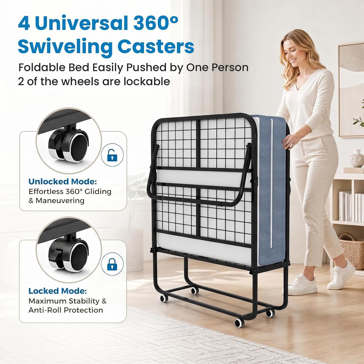 mjkone folding bed, 75" x 31" rollaway bed, package contents
