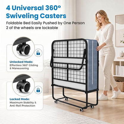 mjkone folding bed, 75" x 31" rollaway bed, package contents