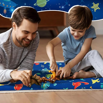 2 Pcs Dinosaurs Nap Mat Cover for Boys Girls Sewn in Flap Design Blue Sleeping - Image 5