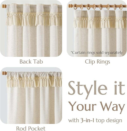 jinchan Linen Curtains for Living Room Bedroom Light Filtering Semi Sheer - Image 6