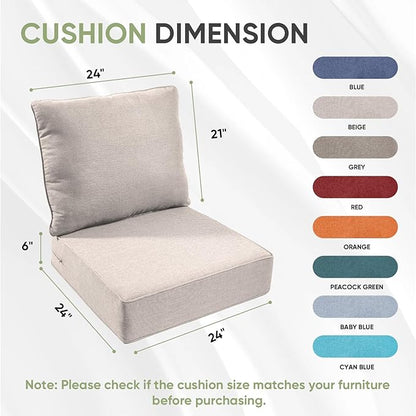 Outdoor Chair Cushions Set of 3, Waterproof 24x24 Patio Chair Cushion, Couch - Image 7