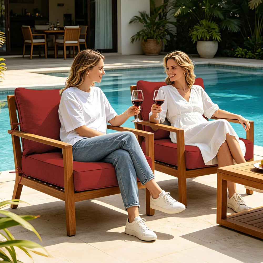 Olefin Deep Seat Cushion, Water Resistant Patio Cushion Red 24x24x4