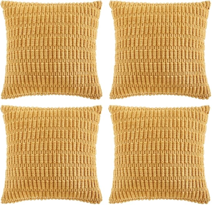 Fancy Homi 4 Packs Mustard Yellow Decorative Throw Pillow Covers 26x26 Inch by Fancy+Homi