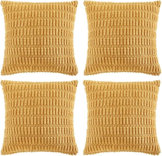 Fancy Homi 4 Packs Mustard Yellow Decorative Throw Pillow Covers 26x26 Inch by Fancy+Homi