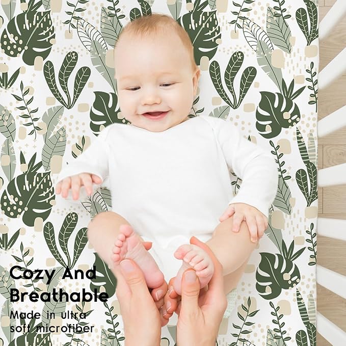 Yoofoss Baby Crib Sheets for Boys Girls, Fitted Crib Sheet 2 Pack for Standard - Image 4