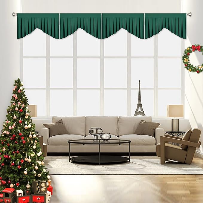 Valances for Windows Dark Green Window Valance for Living Room Rod Pocket by OYRING