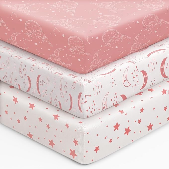 Baby Crib Sheets for Boys Girls, Breathable Soft Microfiber Baby Sheet Pink by Unnivoll