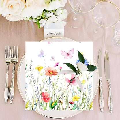 100 Pack Wildflower Floral Cocktail Napkins Disposable Floral Napkins Butterfly - Image 4
