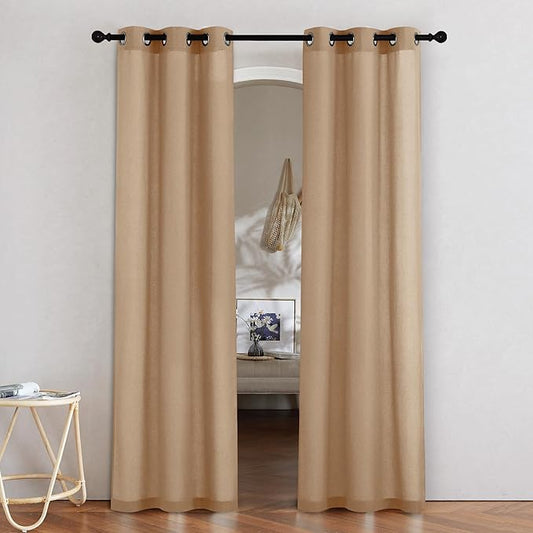 NICETOWN Camel Linen Doorway Curtains 80 inches Long, Grommet Thick Linen Weave by NICETOWN