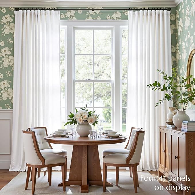 jinchan Linen Blend Curtains 96 inch Length 2 Panels - Image 2