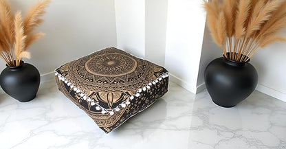 CRAFT KALA 18" Square Large Hippie Mandala Meditation Floor Ottoman Pillow - Image 2