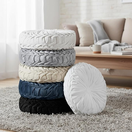 Yerliker 6 Pcs Floor Pillow Cushions 15inch Round Velvet Throw Pillows Colorful by Yerliker